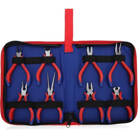 Jeu de pinces de bijoutier 8 pièces 5" acier, pour bricolage (1/5)