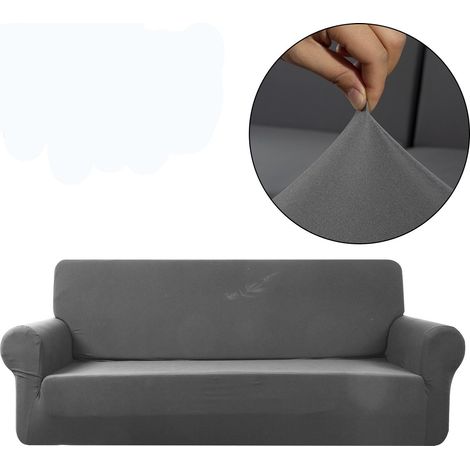 1-Piece Soft Touch Stretch Sofa Furniture Cover, Charcoal, soft and comfortable (1/3)