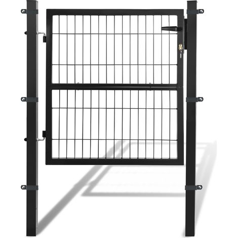 Randaco 100x100cm Portillon de jardin En acier galvanisé - Portail de jardin - Porte de clôture - Avec serrure, poignée et clé Portillon grillagé - Anthracite