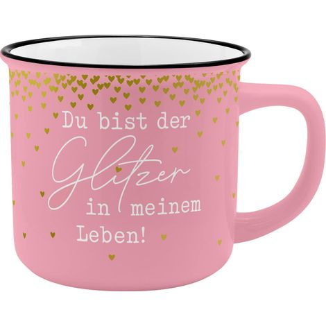 Gobelet motif Paillettes Porcelaine New Bone China aspect émail, 35 cl Cadeau, tasse drôle 47897 (1/4)