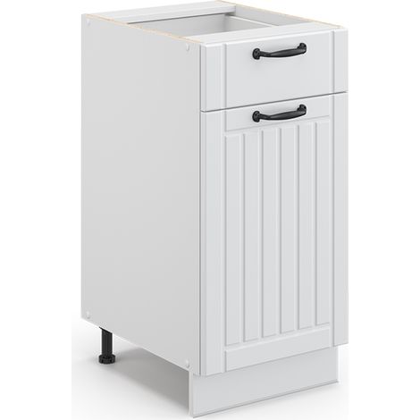 Mobiletto base per cucina Fame-Line, Bianco rustico, 40 cm senza piano di lavoro, Vicco