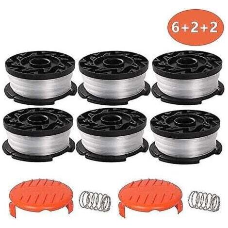 Confezione da 6 bobine di filo con 2 coperture di ricambio per tagliaerba Black & Decker
