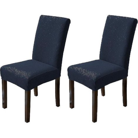 Lot de 2 housses de chaises de cuisine, housses de protection pour chaises Parsons de salle à manger, bleu marine (1/5)