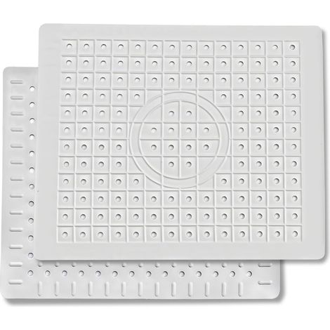 Lot de 2 tapis d'évier - 31 x 26 cm - tapis égouttoir - tapis de protection - pour le dessous de l'évier - caoutchouc antidérapant - grille d'égouttage rapide - blanc (1/5)