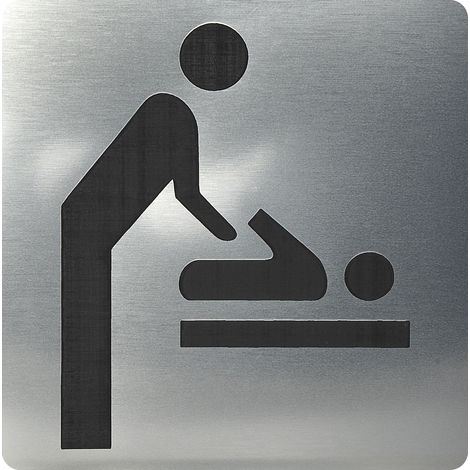 WC Symbol Wickelraum selbstklebend, 100 x 100 mm, Kunststoff Edelstahl-Effekt