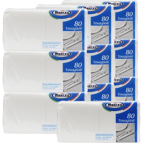 MAURY'S TOVAGLIOLI MORBIDI E RESISTENTI 800 PZ DOPPIO VELO 25 X 25 CM (1/5)