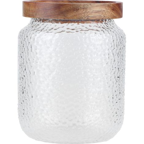 Lot de 3 bocaux en verre hermétiques 500ml avec couvercle en bois pour café, snacks, noix