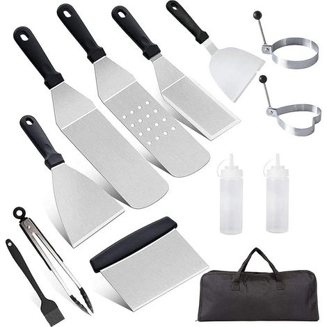 Spatules pour grillades, ensemble de spatules en acier inoxydable, accessoires pour plaque de cuisson teppanyaki professionnelle (1/5)