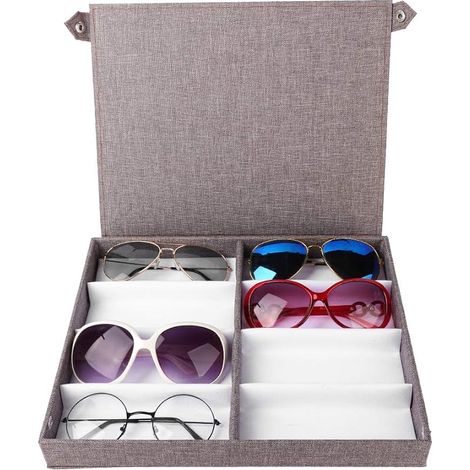 Boîte à Bijoux Boîte De Rangement Pour Lunettes Boîte à Bijoux Organisateur De Lunettes De Soleil 8 Fentes Lunettes De Soleil Lunettes De Soleil Présentoir Boîte à Bijoux Organisateur Avec Bouton (1/5)