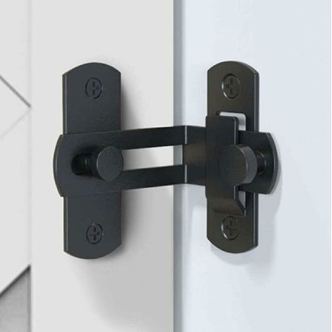 Verrou de porte réversible à 90° (noir) pour porte d'entrepôt à angle droit et porte courbe de 70 mm