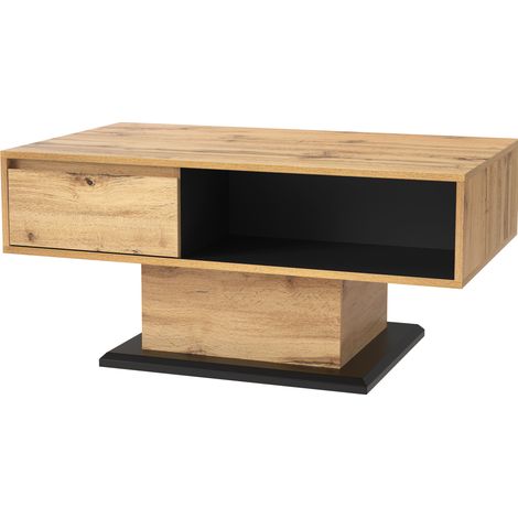 Couchtisch in Holzoptik mit Schublade und Ablagefächern 100 x 47 x 60 cm (1/5)