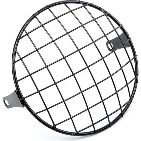 Grille En Maille Métallique Moto 7 "Headlight Mesh Grill Side Mount Universal Cover Mask Pour Cafe Racer (Noir) Grille De Phare De Moto De 7 Pouces (1/5)