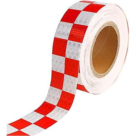 ceinture De Scurit Rflchissante Tanche En Treillis (rouge Et Blanc 5cm 25 Mtres) Autocollant D'avertissement De Danger Avec Haute Visibilit Et R (1/5)