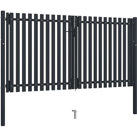Maison Exclusive - Doppeltür-Gartentor aus Stahl 300 x 175 cm Ant