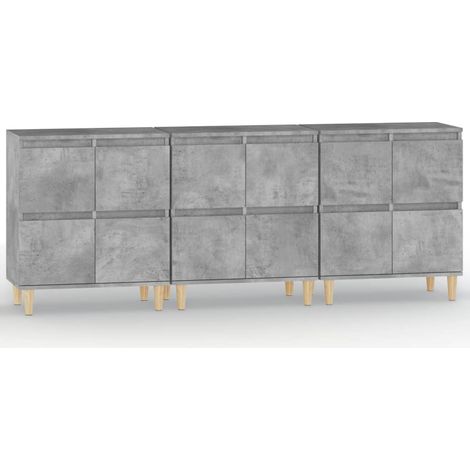 Aparador cómoda mueble organizador cocina salón salones 3 piezas 60 x 35 x 70 cm madera de ingeniería gris 020037120 (1/5)