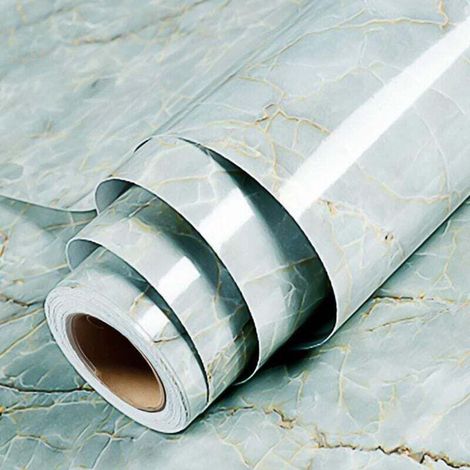 Papier Adhesif pour Meuble de Marbre, 40 x 300 cm Papier Peint en Marbre, Film Autocollant Bleu Marine Papier Adhésif pour Comptoirs de Cuisine Salle de Bain (1/4)