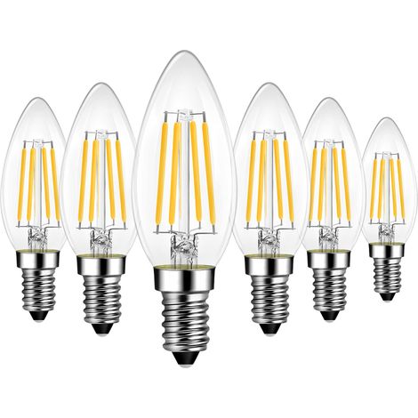 7W Ampoule LED E14 à Filament, LED ampoule 1055 Lumen, Equivalent à Ampoule Incandescence 75W, Bougie Forme C35 Rétro, 2700K Blanc Chaud, Non-dimmable, Paquet de 6 (1/5)
