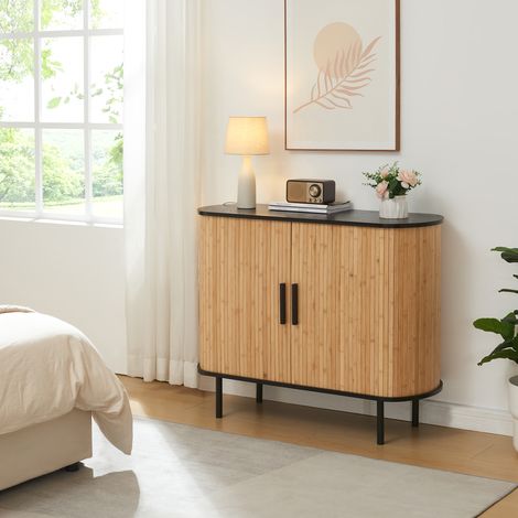 Kommode Tvedestrand 100x40x80 cm Schwarz/Natur [en.casa]