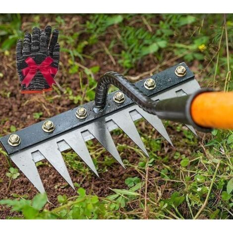 Rateau De DéSherbage.Outil De Desherbage.RâTeau De Jardin Desherbage.Iron Rake 2.0.5/6/7 Teeth Carbon Steel Garden Weeding for Gardening (6 Teeth).sans poignée (1/4)