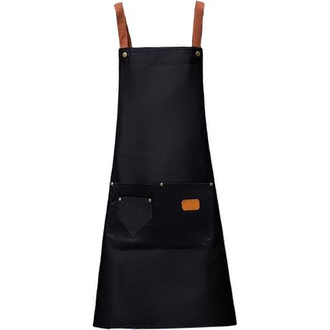 Tablier à bavette ajustable, tablier de cuisine résistant pour chef de restaurant-Black