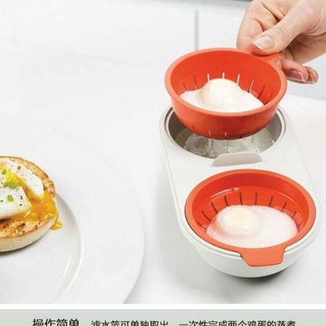 Cuiseur À Œufs - Silicone Alimentaire - Double Cavité - Pour Micro-ondes - Cuisson Vapeur - 2 Pièces (1/4)