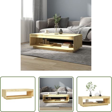 Table d'appoint bois -  Table basse 110x50x33,5 cm bois de pin massif (1/5)