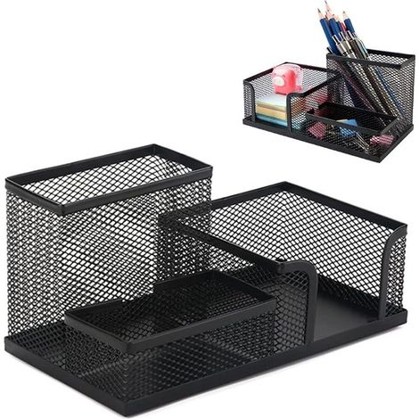 Schreibtisch-Organizer mit 3 Fächern, Stiftehalter aus Metall, platzsparender Tischorganizer aus Metall (1/5)