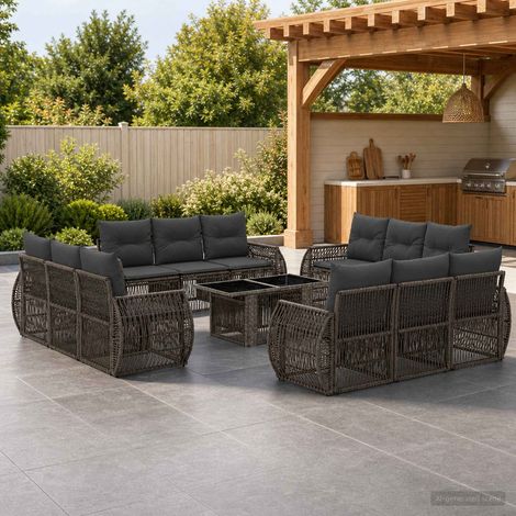vidaXL Set Divano da Giardino 13 pz Grigio e Grigio Scuro polyrattan (1/5)
