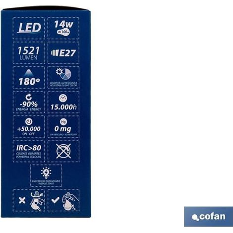 Pack de 3 bombillas E27 A60 14W 1521 LM 5CCT (1/5)