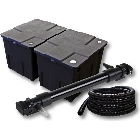 SunSun Kit complet: CBF-350B Filtre de bassin jusqu'à 60000 L Biologique, CUV-672 lampe uv UVC Clarificateur avec 72W, 5m Tuyau 25 mm (1")