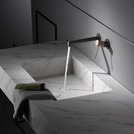 Imex - Grifo Monomando Lavabo Empotrado Gris Serie Line (1/4)