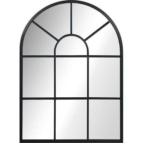 Specchio da parete decorativo 70 x 50 cm con cornice metallica nera HOMVRA (1/5)