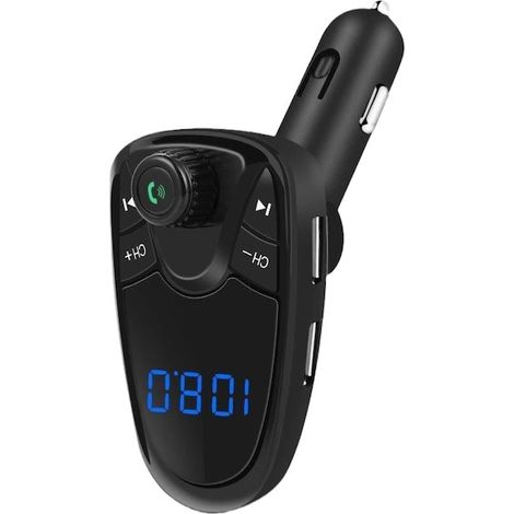 Émetteur Bluetooth FM KM18 pour voiture avec écran 1,44 pouce, transmetteur radio noir, appel mains libres (1/4)