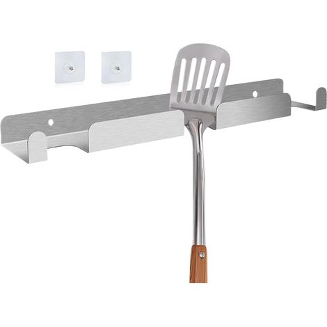 1 - Support Pelle à Pizza - Étagère Murale Inox - Rangement Ustensiles Cuisine Gain de Place pour Spatules et Brosses - Argent - 30x10cm (1/5)
