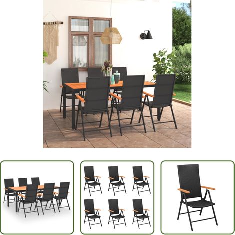 Chaise de jardin - Ensemble à manger de jardin 7 pcs noir et marron (1/5)