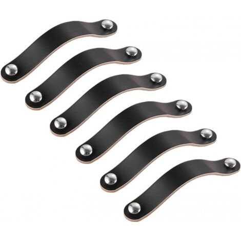 8 pièces poignées en cuir noir 128 mm poignées d'armoire en cuir, poignées de tiroir, poignées de placard poignées en cuir pour meubles de tiroir d'armoire (1/5)