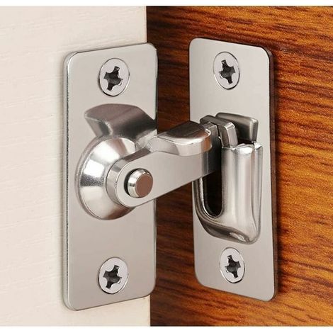 Serrure de porte en acier inoxydable à angle droit à 90 degrés. utilisée pour les cltures en bois. les portes et fenêtres. les portes coulissantes (silver).Fonepro (1/5)