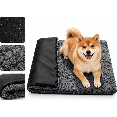 Tapis Chien Chauffant Polaire Agneau Hiver Couvre-lit Chien Gris 50 x 70 x 2 cm (1/5)