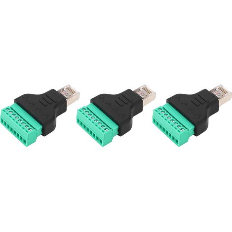 Lot de 3 adaptateurs RJ45 femelle à visser, connecteur réseau 8 broches sans soudure, pour câble Ethernet. (1/5)