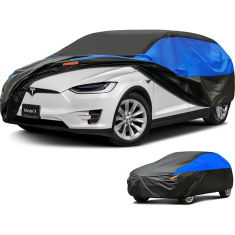 Bâche Voiture Exterieur Respirante, Compatible avec Tesla Model X(2015-2024), Housse de Protection Voiture Extérieur, Toutes Saisons Peuvent Tout Gérer Contre Pluie Soleil Poussière.,Taille pour Tesla (1/5)