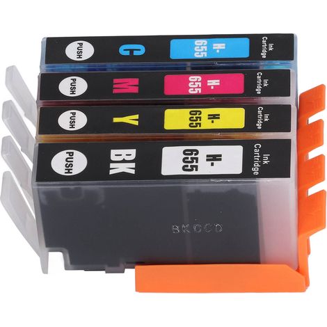 Cartouches d'encre pour imprimante HP 655 avec encre, cartouches d'encre 4 couleurs adaptées aux imprimantes Deskjet Ink Advantage 3525/4615/4625/5525/6520/6525. (1/5)