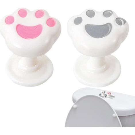 Bardusch Bouton de toilette mignon, bouton de toilette mignon, 2 pièces outil de presse en forme de patte de chaton, bouton de réservoir de toilette portable, chasse d'eau supérieure, aide à bouton-po (1/4)