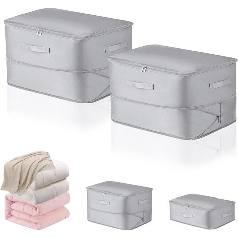 Lot de 2 sacs de rangement auto-compression, nylon, fermeture éclair bidirectionnelle, pour couettes et vêtements, voyage (1/5)