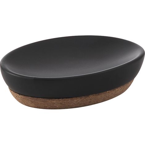 PORTASAPONE ILARY 13X10XH3CM NERO MATT E SUGHERO. (1/5)
