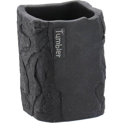 Gobelet paola en polyresine carre effet pierre 300ml - noir - Tendance (1/2)