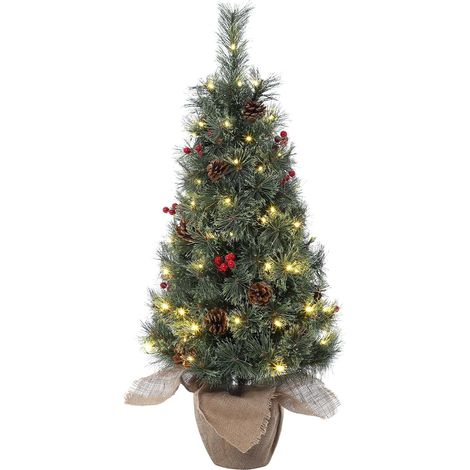 MINI Sapin de Noël Artificiel 90 cm Vert - PVC  - Décoration de Fête pour Noël - 78 LED  à 8 Modes (1/5)