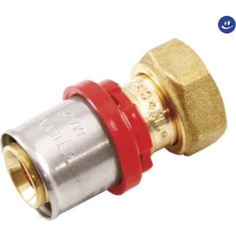 Raccordo Diritto Femmina Con Girello 1/2" Ø16 Con Testa Piana Multistrato A Pressare Acqua