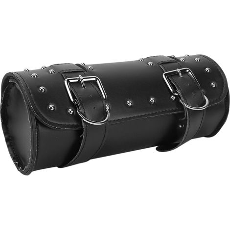 Sacoche Moto Cuir Synthétique Grande Capacité Universelle Résistante Bagagerie Noire (1/5)