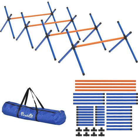 Kit d'agilité chien 4 pièces haies réglables, sac transport, entraînement petits chiens