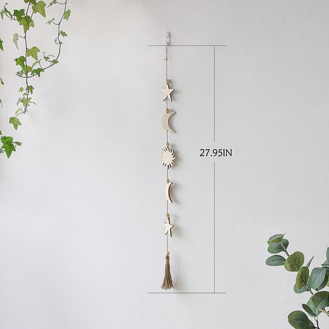 Décoration murale Lune avec chaînes, suspendue en métal pour bureau, chambre bébé, salon, fenêtre, ornement artistique mural élégant (1/5)